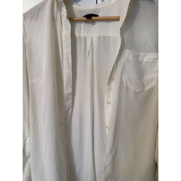 J. Crew 100% Silk Button Down Blouse Size 6 Ivory Cream Minimalist Capsule - Picture 7 of 7